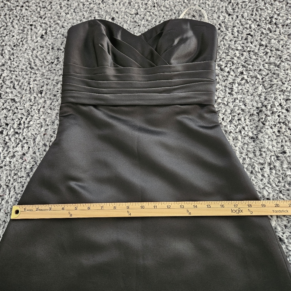 Black Satin Strapless Mini Dress Size 6 Small A-Line Sweetheart Formal Cocktail - Picture 10 of 13